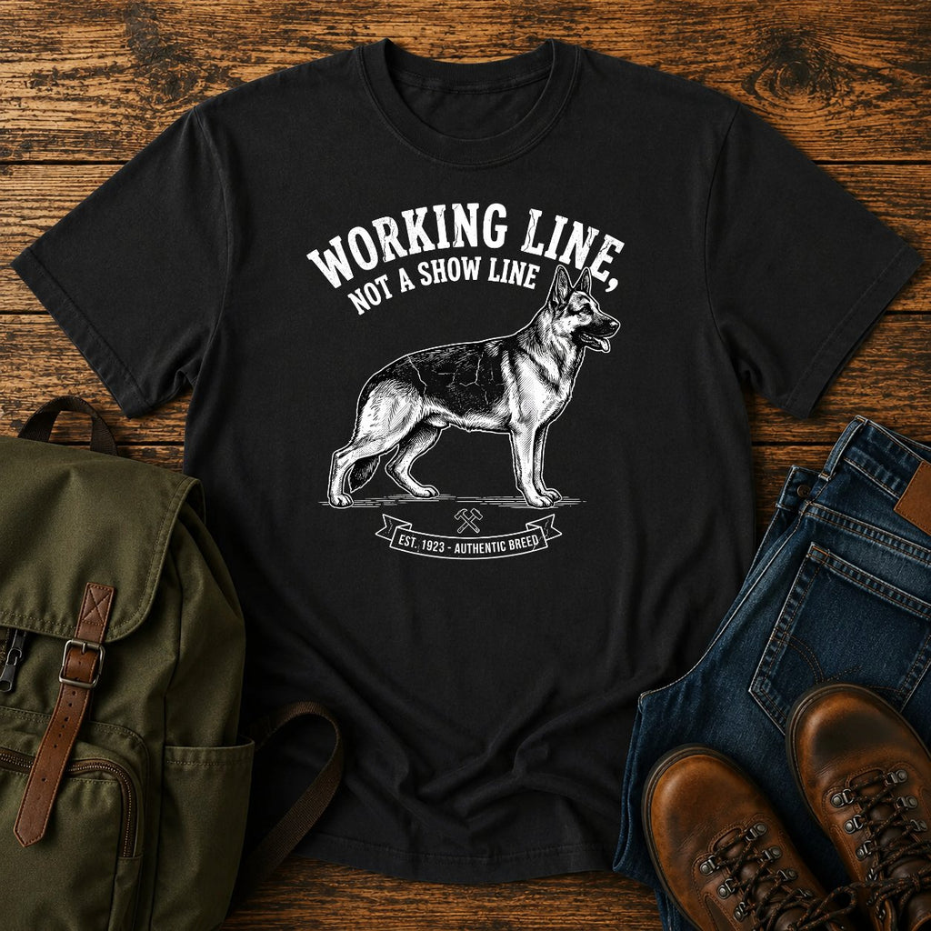 German Shepherd working line typography t-shirt design — "Working Line, Not A Show Line"