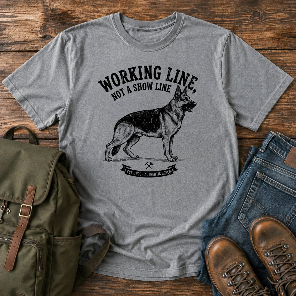 German Shepherd working line typography t-shirt design — "Working Line, Not A Show Line"